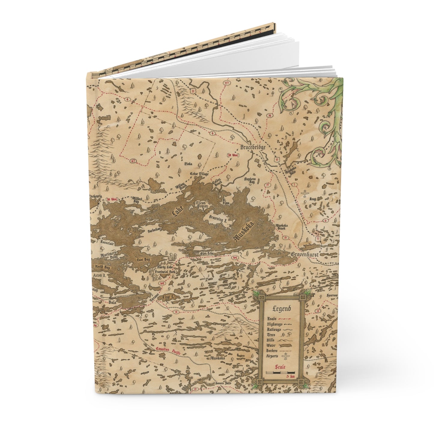 Muskoka Lakes Map Hardcover Journal