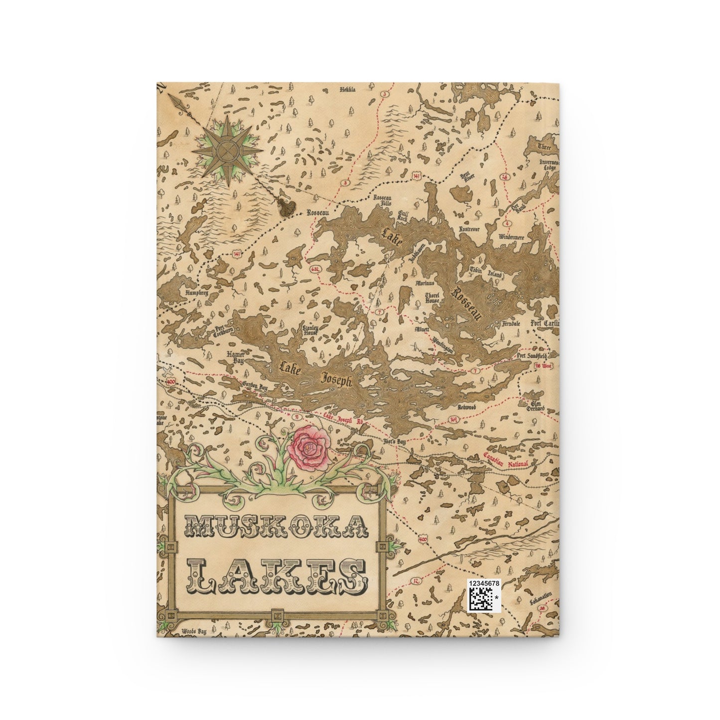 Muskoka Lakes Map Hardcover Journal