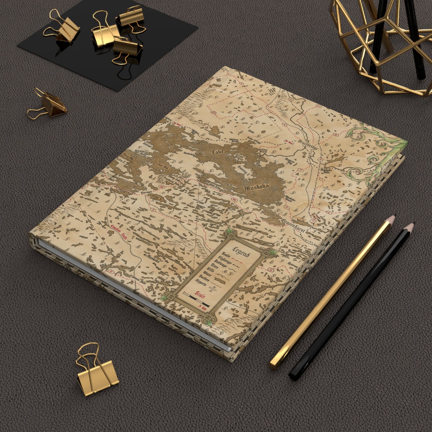 Muskoka Lakes Map Hardcover Journal