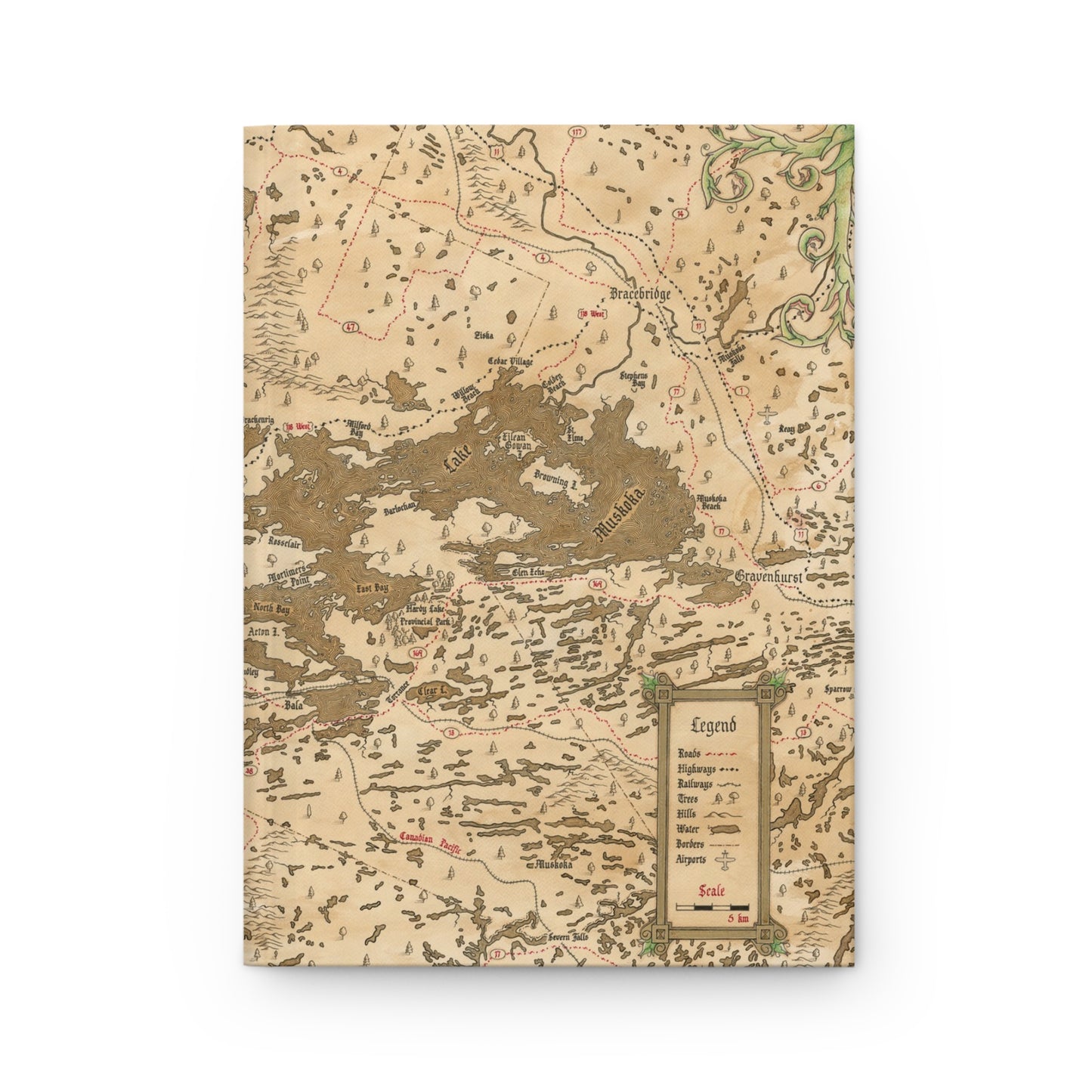 Muskoka Lakes Map Hardcover Journal
