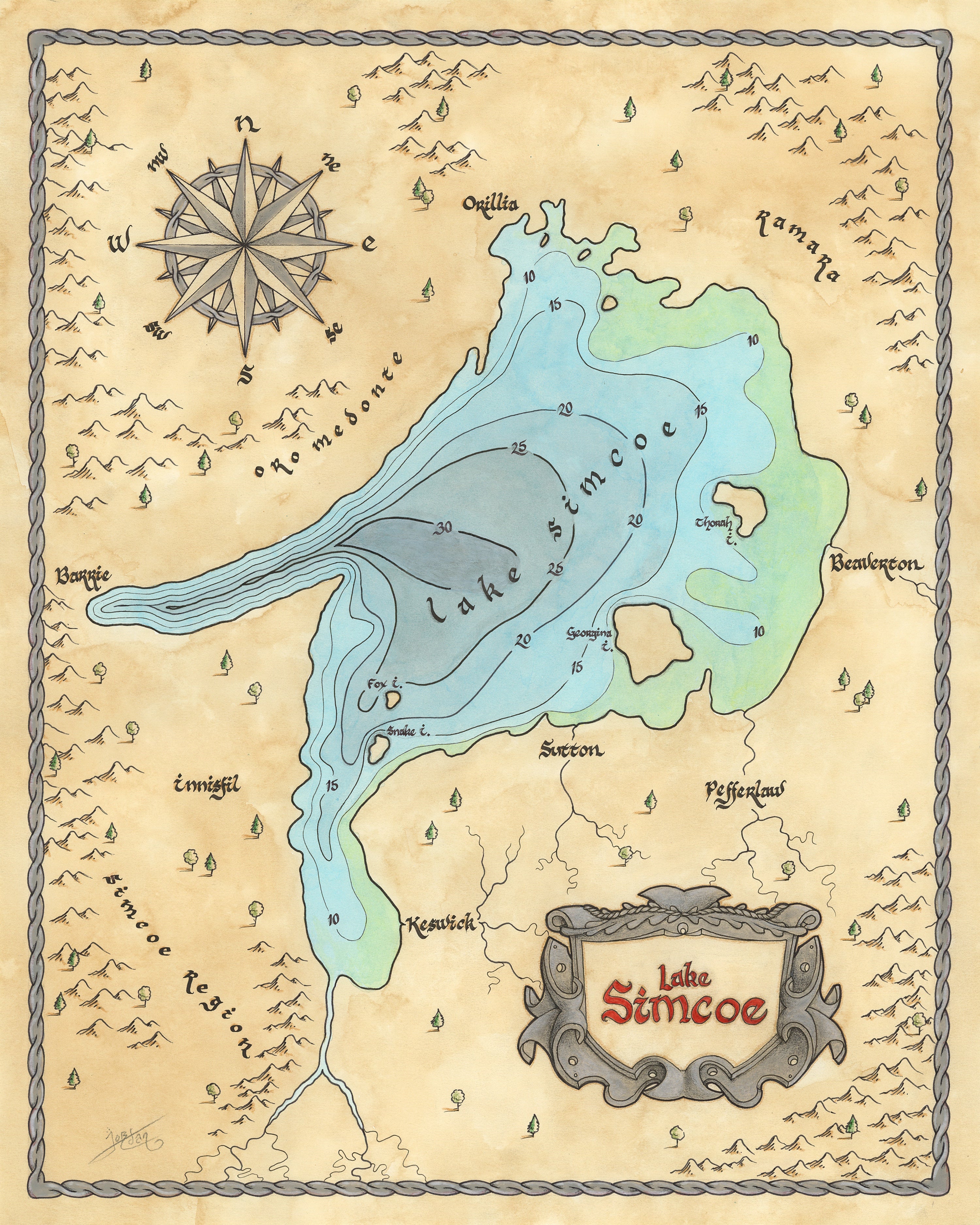 Lake Simcoe 'Blue Depth' – J.J.F. Cartography Co.